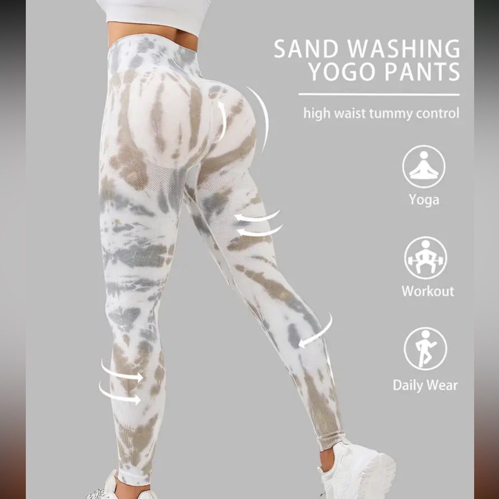 High Waist Tummy Control Yoga Pants - Tie-Dye
